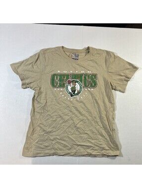 Ultra Game NBA Boston Celtics Logo Boys 14-16 Beige Graphic Crew Tee Cotton